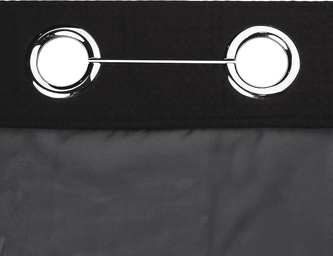 River Dream Black Fabric Shower Curtain Set, Cotton Blend, Waffle Weave, with Snap in Replacement Liner，71 x 74 inches