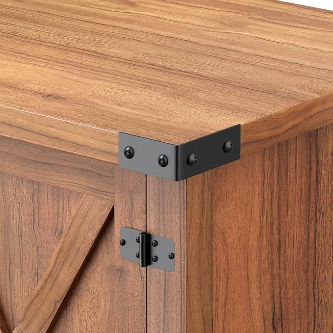 JUMMICO TV Stand, 65 Inch TV Farmhouse Entertainment Center with Double Barn Doors and Storage Cabinets, Console TV Table Media for Living Room, Bedroom (Walnut)