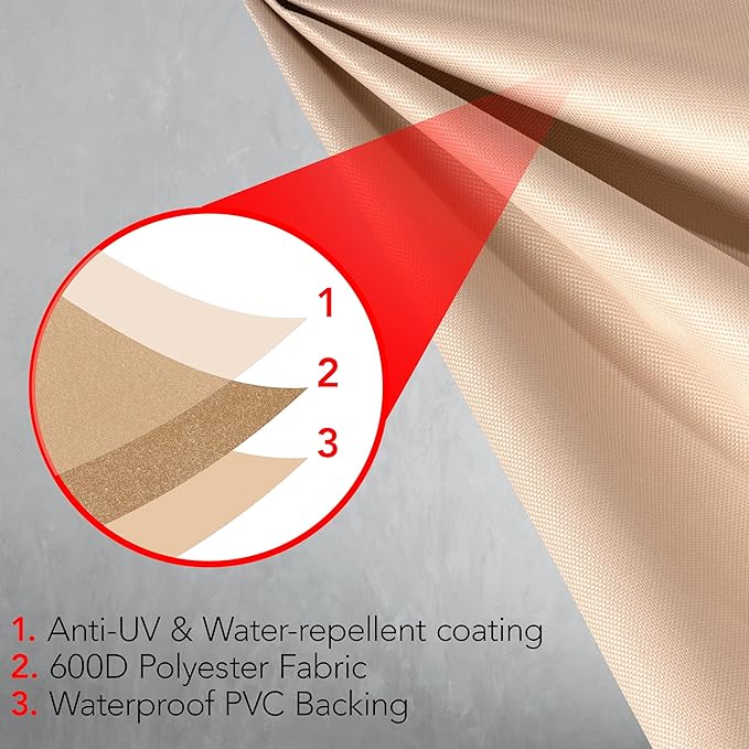 GrillTough Heavy Duty BBQ Grill Cover for Outdoor Grill, 64 Inch – Waterproof, Weather Resistant, UV & Fade Resistant with Adjustable Straps – Gas Grill Cover for Weber, Genesis, Charbroil, etc. Tan