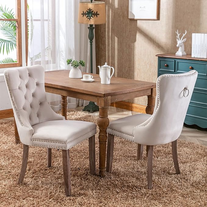 5-Piece Faux Marble Round Dining Table Set for 4, Modern Luxury Kitchen Table Set for 4 with Beige Tufted Chairs,Circle Dining Tables with White Marble Grain Top and Black Pedestal Base