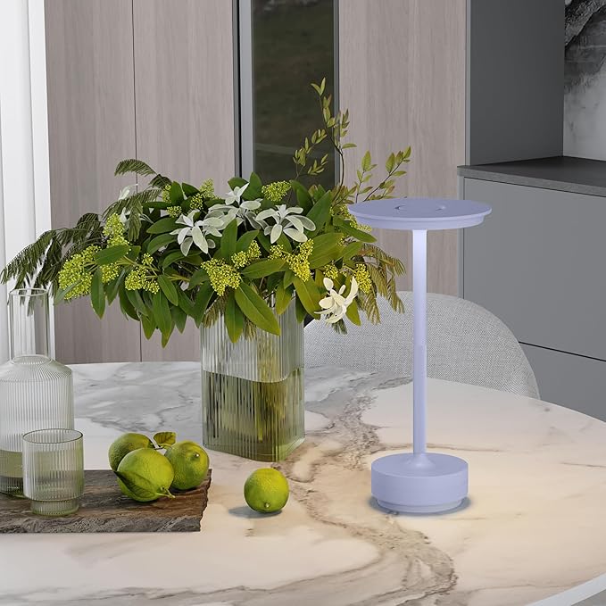 2 Pack Rechargeable Cordless Table Lamps, Portable 5000mAh Outdoor Table Light, 3 Color Stepless Dimming LED Table Lamp with Memory Function, for Home/Dinner/Patio/Restaurant.(Light Purple)