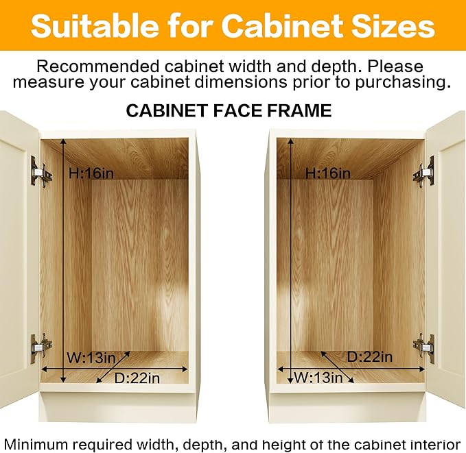 2-Tier Kitchen Cabinet,Pull Out Cabinet Organizer,Shelf and Drawer Organizer Slide Out Pantry Storaqe Basket in Multiple Sizes (12" W x18 D)