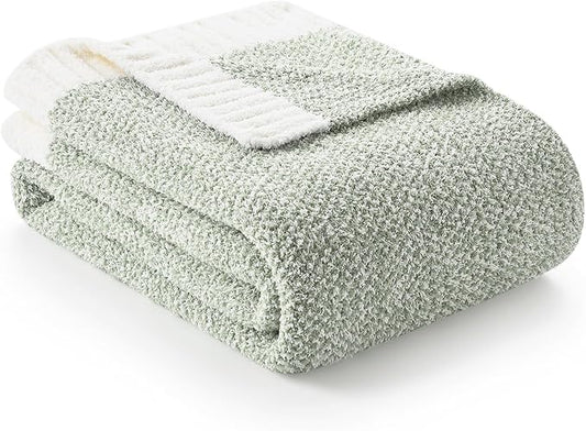 Snuggle Sac Sage Green Throw Blanket 50"x70", Super Soft Warm Microfiber Blankets Cozy Knit Fuzzy Lightweight Oversized Throws for Couch, Sofa, Bed, Camping, Picnic (Sage Green, 50x70 inches