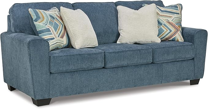 Signature Design by Ashley Cashton Casual 2-in-1 Sofa Sleeper with Folding Gel Memory Foam Mattress, Queen, Blue
