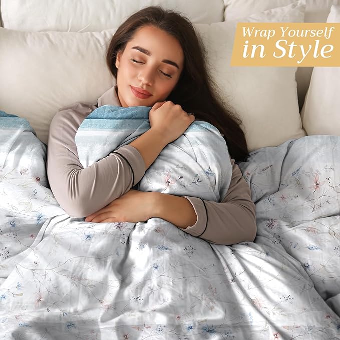 Maison d' Hermine Throw Blanket for Couch Lightweight Soft Warm Breathable Cotton Throw Blankets for Bed Girls Boys Women Men Gifts Sofa Travel Living Room Chair Bedding (50"x60", Ice Florals)