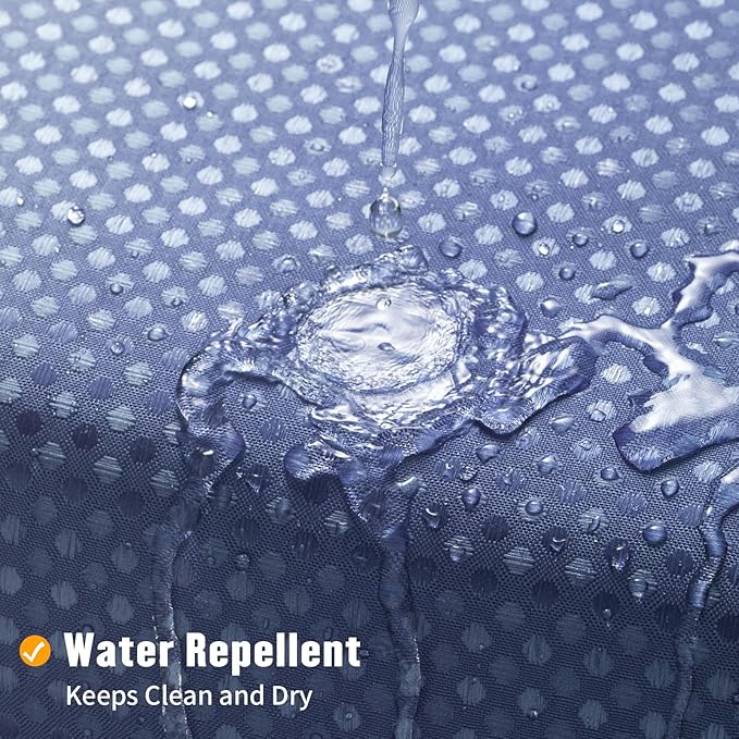 MitoVilla No Hooks Required Navy Blue Shower Curtain with Snap-in Liner, Modern Blue Ombre Waffle Weave Heavy Duty Fabric Shower Curtain for Luxury Neutral Hotel Spa Bathroom Decor, 72 x 74