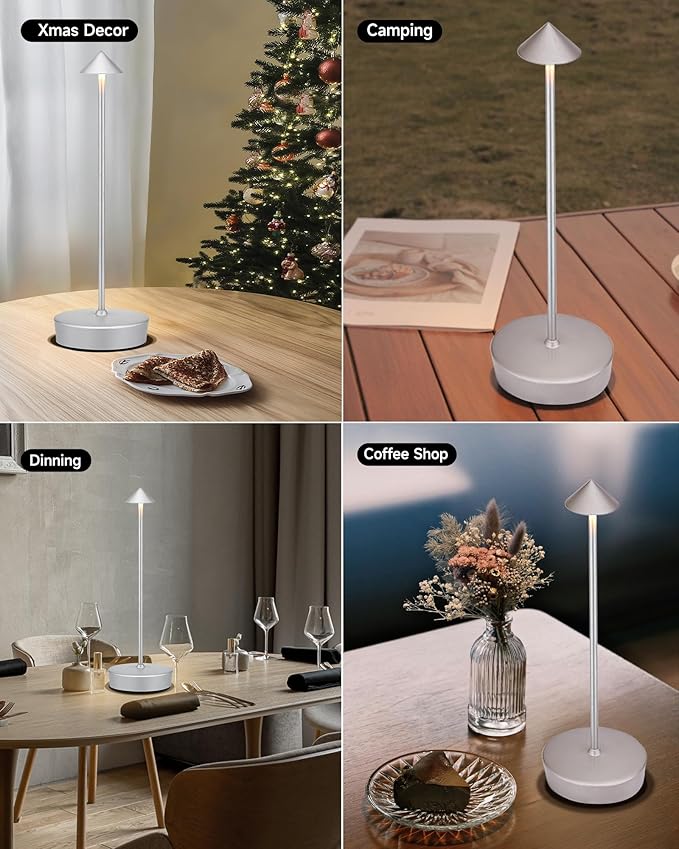 2Pack Cordless Table Desk Lamp with USB-A Output Port, 7000mAh Portable Led Table Light, Outdoor Waterproof Table Lamp for Dining Restaurant Patio Home, 3 Light Color Stepless Dimming