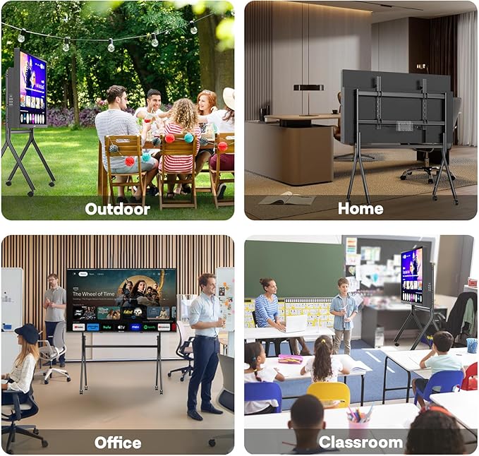 Sylvox TV Floor Stand for 60-120 Inch TVs, Heavy Duty Rolling TV Stand Max Load 330LBS/150kg, Mobile TV Cart with Lockable Wheels, Universal Flat/Curved Screen Mount, VESA 200x200 to 1200x600mm