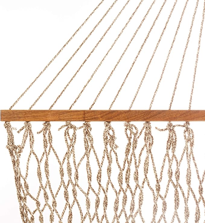 Original Pawleys Island Single Antique Brown Oatmeal Heirloom Tweed DURACORD Rope Hammock with Extension Chains & Tree Hooks, Handcrafted in The USA, 450 LB Weight Capacity, 12 ft. x 50 in.