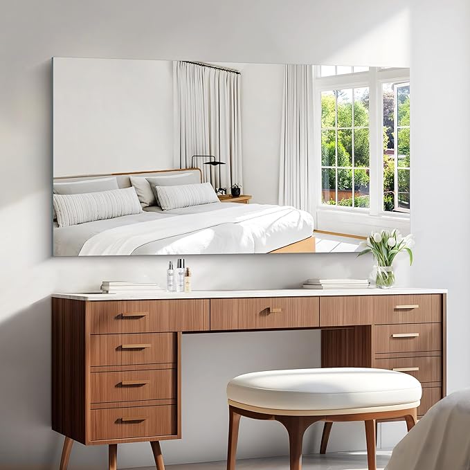 KOCUUY Large Frameless Mirror,60x30 Inch Rectangle Bathroom Vanity Mirror for Over Sink, Upgraded Shatterproof Unframed Design for Bedroom, Living Room, Entryway