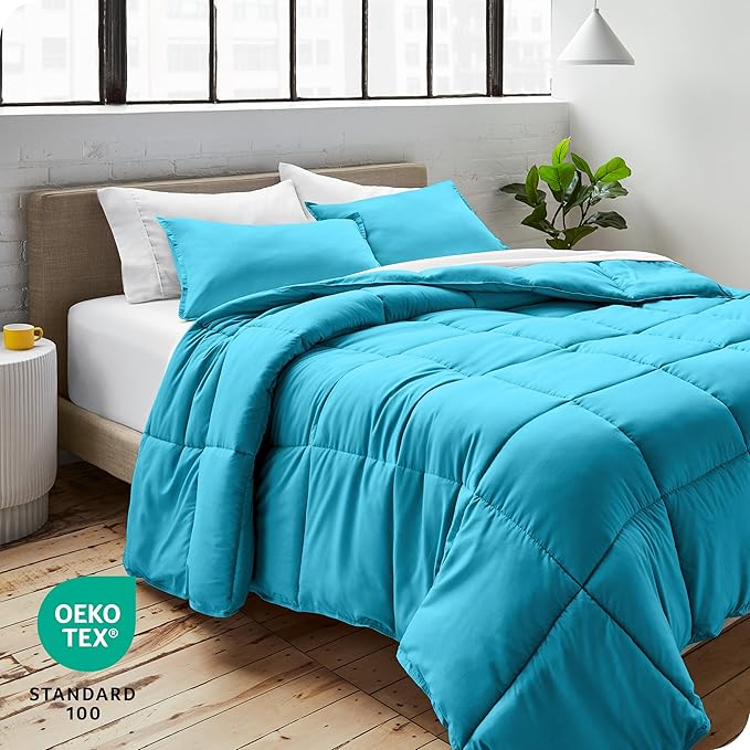 Bare Home Comforter Set - Twin/Twin Extra Long Size - Ultra-Soft - Goose Down Alternative - Premium 1800 Series - All Season Warmth (Twin/Twin XL, Aqua)