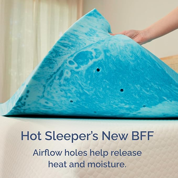 Memory Foam Mattress Topper Full Size - 3 Inch Breathable Gel Infused Memory Foam - Plush Feel Ventilated Mattress Pad - Pressure, Comfort and Pain Relief Bed Topper - CertiPUR-US & Oeko-Tex Certified