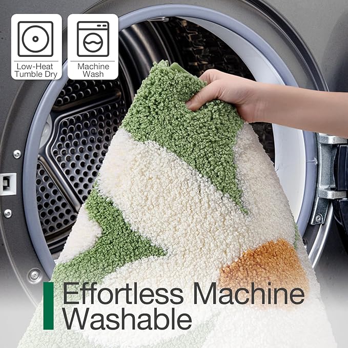 LUMI Bathroom Rug 20x32, Soft Absorbent Microfiber Bath Mats, Non-Slip Machine Wash Bath Mats for Bathroom, Shower and Bathtub Floor, Daisy