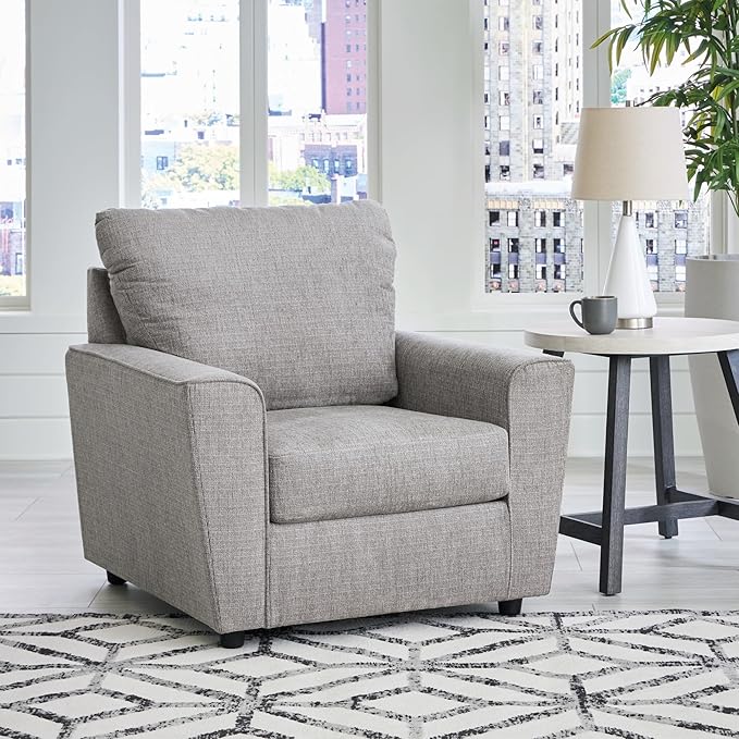 Signature Design by Ashley Stairatt Modern Flared-Arm Chair with Removable Cushions and Flared Arms, Gray