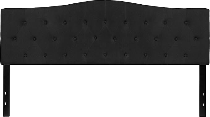 EMMA + OLIVER Tufted Upholstered King Size Headboard in Black Fabric