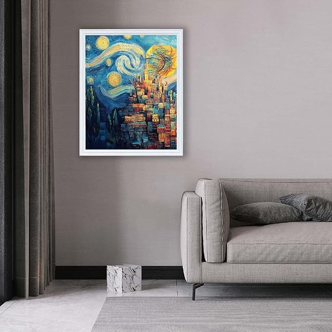 16x20 Picture Frame for Wall Hanging Solid Oak Wood, 11x14 Picture Frame with Mat,16x20 Premium Photo Frame with Real HD Tempered Glass,Ideal for Home Decor, Art Gallery,White, 1 Pack