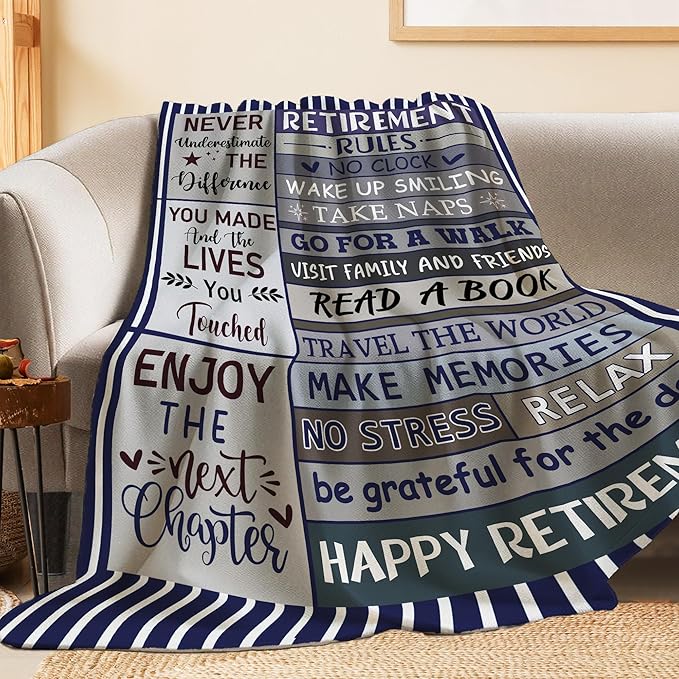 Retirement Gifts for Men Throw Blanket, Retired Gift for Dad, Grandpa, Coworker, Retirees, Happy Retirement Decoration - Coworker Leaving Farewell Going Away for Friends, Retired Blanket 50"X60"