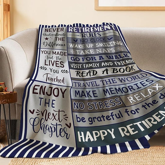 Retirement Gifts for Men Throw Blanket, Retired Gift for Dad, Grandpa, Coworker, Retirees, Happy Retirement Decoration - Coworker Leaving Farewell Going Away for Friends, Retired Blanket 50"X60"