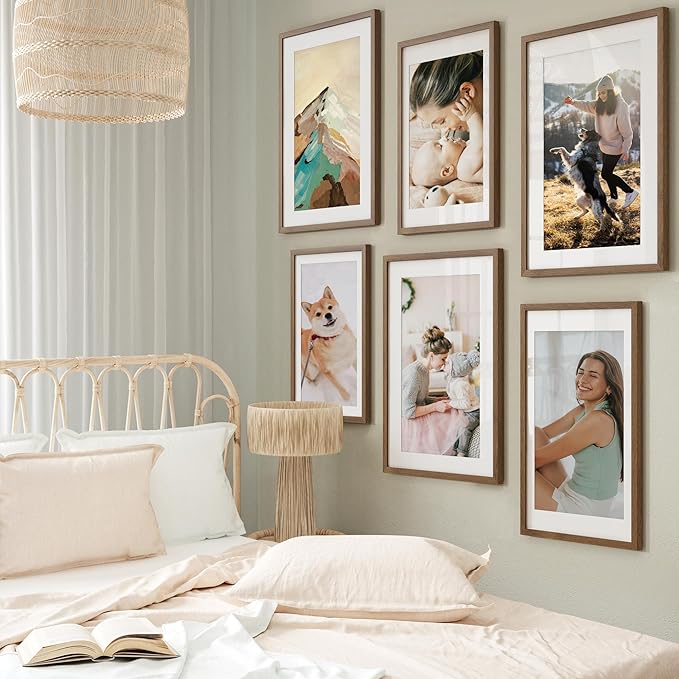 Axeman 14x20 Picture Frame | Solid Oak Wood 14 x 20 Picture Frame With Mat for 12x16 | 14x20 Wood Poster Frame | Tempered Glass and Hanging Hardware Included Home Wall Decor Hanging Frame | Walnut