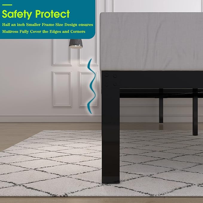 14 Inch 4000lbs Heavy Duty Support Basic Bed Frame/Mattress Foundation/Box Spring Replacement/Steel Slat Platform/Easy to Assemble/with Storage/Noise Free, Full