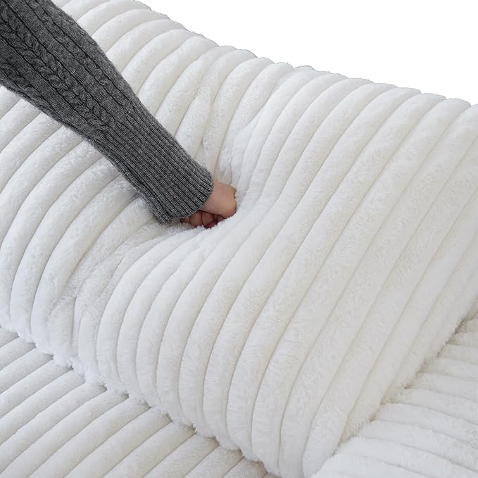 JACH 118" L Shape Sectional Couch, Convertable Modular Couches with Chaise Ottoman, Modern Deep Seat Sofas, Sofa Covers Washable, Minimalist Plush Couch for Living Room, Apartment, Beige