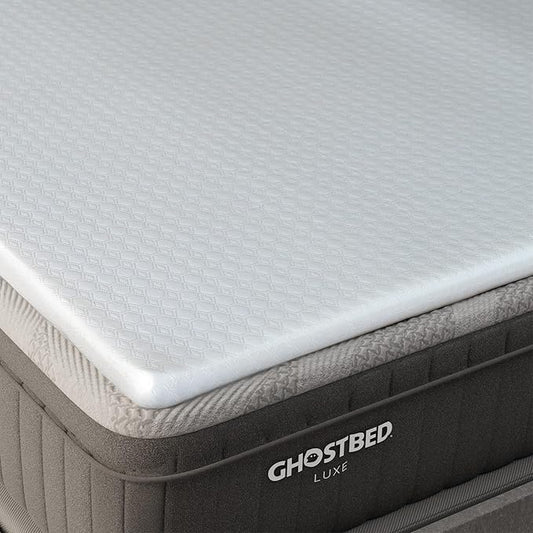 Ghostbed Firm Foam with Cover Mattress Topper, Twin 1.5 Inch Polyurethane Foam Firm Mattress Topper Twin for Back Pain, Durable and Easy to Install & Remove, Made in USA | CertiPUR-US Certified