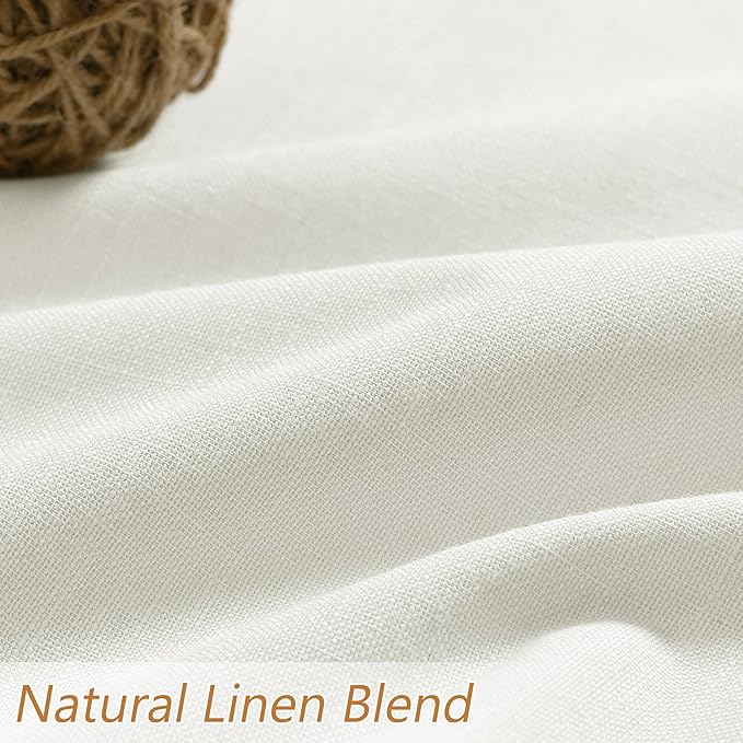 Guken Ivory Linen Blackout Curtains 63 Inch Length 2 Panels Set for Living Room Bedroom Back Tab Thermal Insulated 100% Black Out Linen Drapes Room Darkening Window Curtains 40 Wide