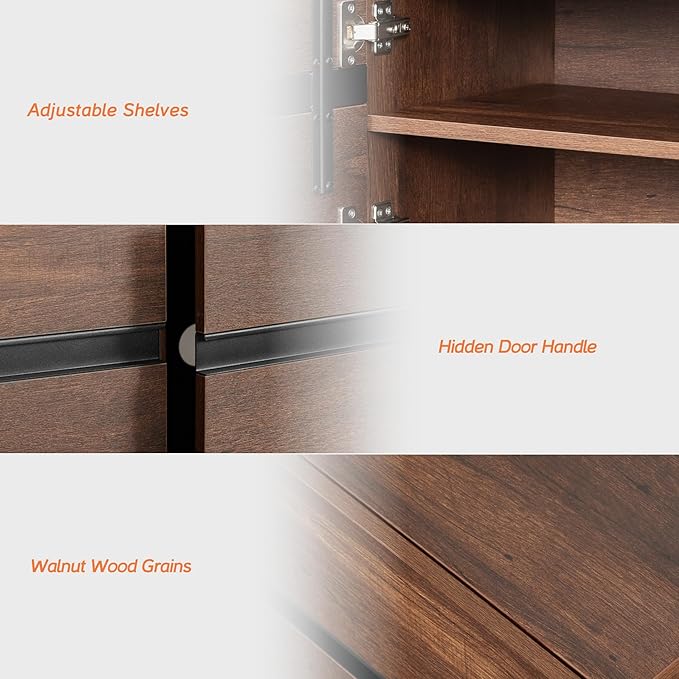 WAMPAT Modern TV Console for Living Room, 2 in 1 Wooden TV Stand with Storage for 100 Inch TV, TV Entertainment Center with Adjustable Cabinet Doors for Bedroom,Game Room,Brown