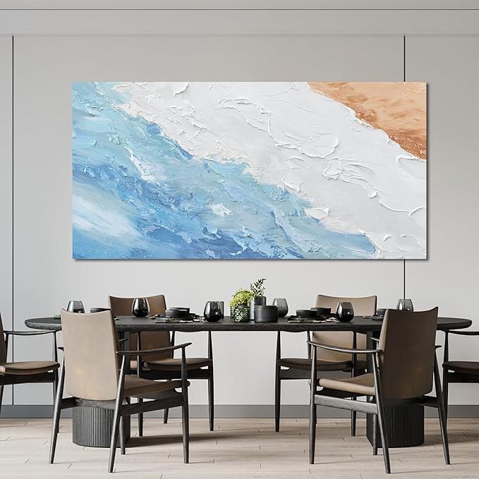 Abstract Canvas Wall Art Decor Wall Pictures for Living Room Art Work for Wall Decor Large Modern Abstract Wall Art Prints White Blue Wall Art Artwork for Walls Bedroom Office Wall Art Decor 24" X 48"