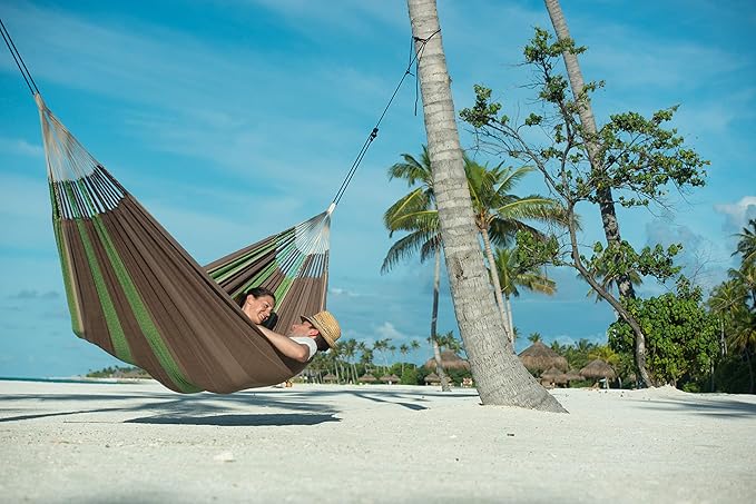 LA SIESTA Flora Chocolate - Organic Cotton Family Classic Hammock Size King