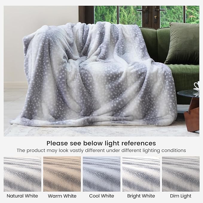 Cozy Bliss Luxury Faux Fur Throw Blanket Animal Print, Non Shedding Double Sided Sherpa Blankets Super Soft Fluffy Thick Warm Throws Home Decor for Christmas Couch Bed Sofa Women (Grey, 50x60 Inches)