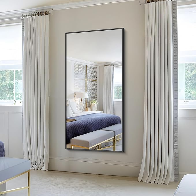 KOCUUY Bathroom Mirror,30x60 Large Black Mirrors for Wall,Rectangle Long Vanity Mirror with Aluminum Frame Modern Home Decor for Bathroom, Living Room, Farmhouse, Entryway, Hang Horizontal/Vertical