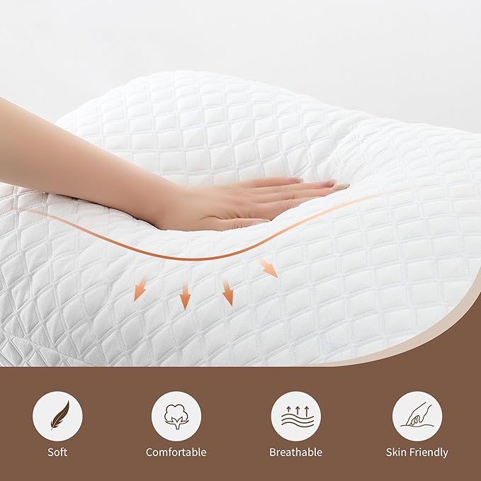 DAYLUCK Cooling Bed Pillows for Sleeping 1 Pack Standard/Queen Size, Firm and Soft Adjustable Shredded Memory Foam Pillows for Side Back Stomach Sleepers, Neck Pain Relief