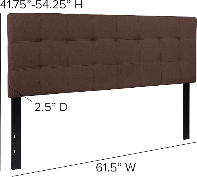 EMMA + OLIVER Quilted Tufted Queen Size Headboard in Dark Brown Fabric
