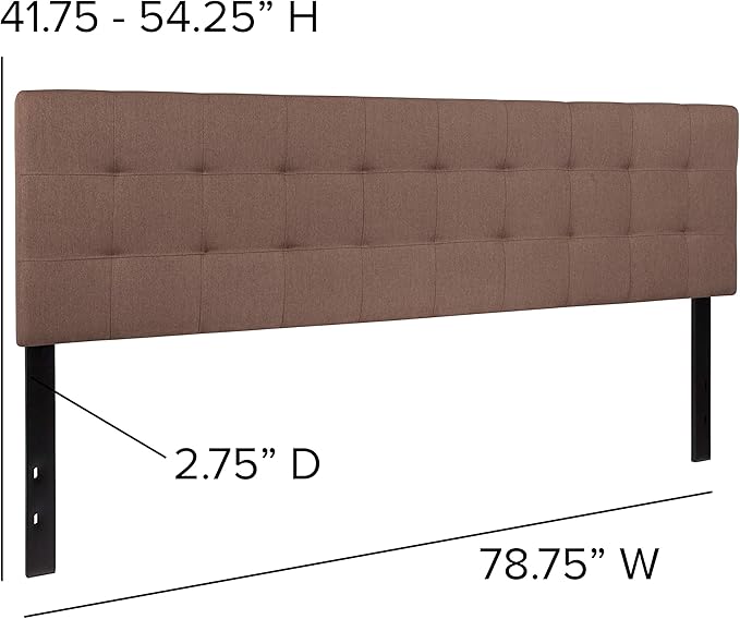 EMMA + OLIVER Quilted Tufted Upholstered King Size Headboard in Camel Fabric