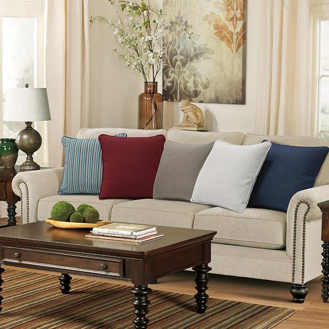 Sunbrella Decorative Outdoor Water Repellent Throw Pillows with Inserts, Set of 4, 18" x18" Pillows for Patio, Backyard, Bed, Couch, and Patio Furniture, Spectrum Ruby