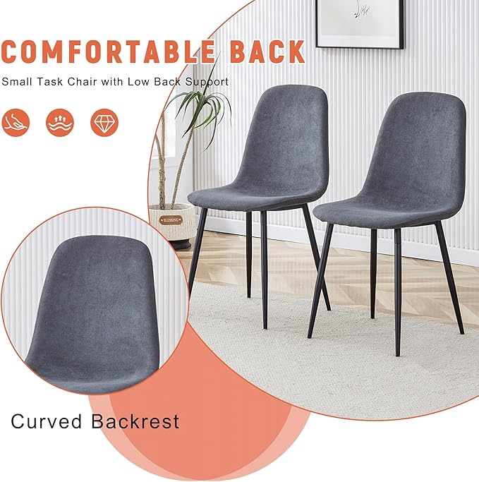 AZmac Round Dining Table Set for 6, Wooden Round Table 7-Piece with Modern Farmhouse Dining Table and 6 Fabric Chairs for Kitchen Dining Room, Walnut Table + 6 Gray Chairs