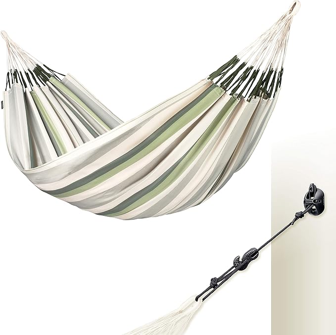 La Siesta® XL King Brisa Classic Hammock & CasaMount, Walls Ceilings Beams Suspension Kit -Indoor Outdoor Hammock Swing, Weather Tear Resistant, Cedar