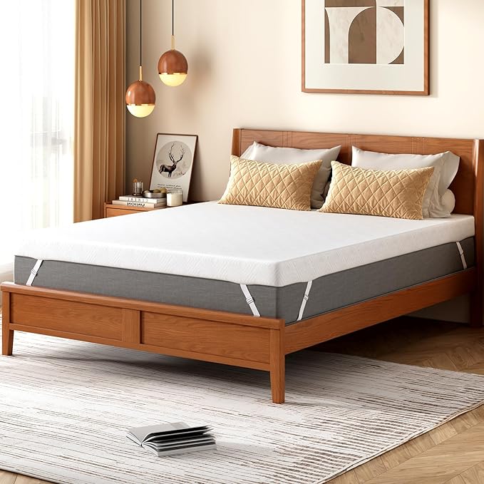 BedsPick King Mattress Topper, 2 Inch Gel Memory Foam Mattress Topper, with Soft Cover, Pressure-Relieving Bed Topper, Non-Slip Design, CertiPUR-US Certified