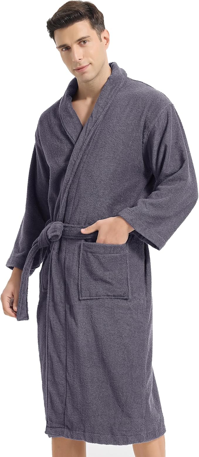 Classic Towels Bathrobe for men,Luxury Hotel Bathrobe,Cotton Terry Cloth Robe,Long Unisex Thick Plush Robe