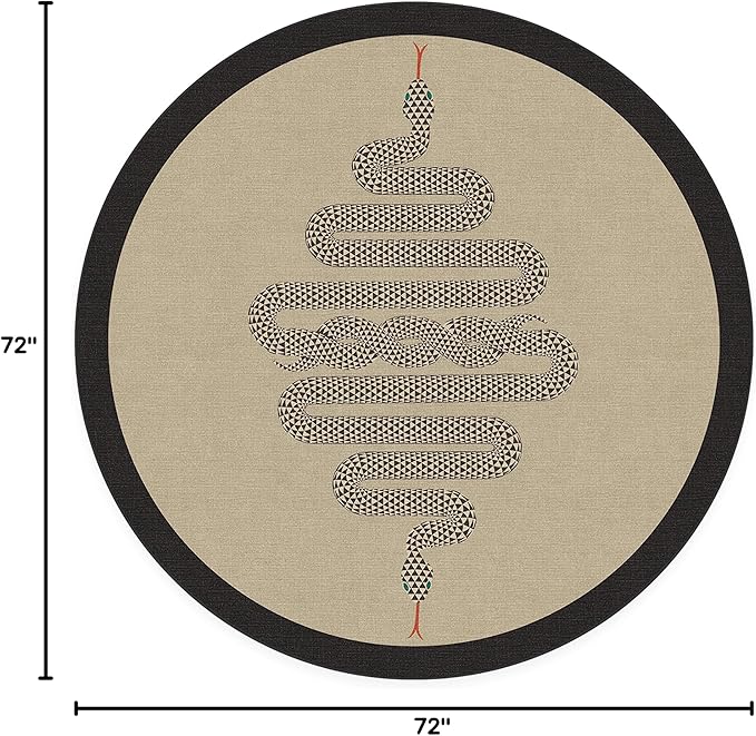 RUGGABLE x Jonathan Adler Machine Washable Modern Area Rug – Venom Neutral 6 ft Round, Stain-Resistant, Non-Slip – Medium Rugs for Living Room, Bedroom, Hallway, Entryway & Office–with Cushioned Pad