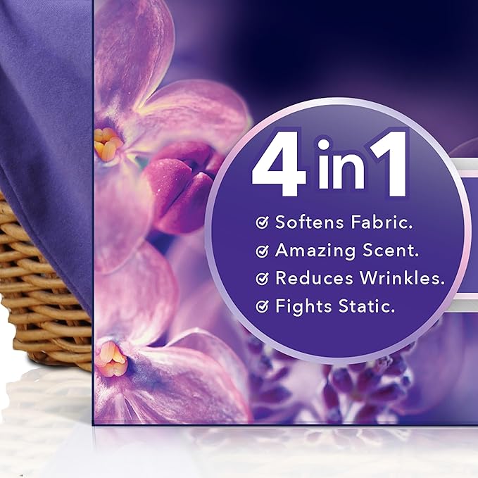 Downy Infusions Mega Dryer Sheets, Laundry Fabric Softener, CALM, Lavender and Vanilla Bean, 180 Count (3 box of 60 sheets)