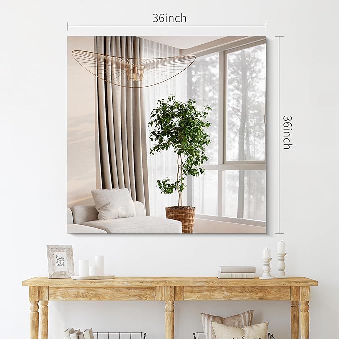 Frameless Mirror, 36x36 inch Square Bathroom Mirrors for Wall, Upgraded Shatterproof Vanity Mirror Over Sink with Polished Edge for Bathroom,Bedroom,Living Room and Entryway