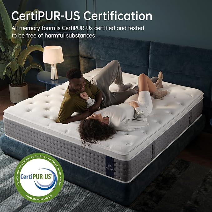 Twin Mattress 10 Inch,Medium Firm Hybrid with Memory Foam& Individually Wrapped Pocket Coils for Support,CertiPUR-US Certified,Fiberglass-Free