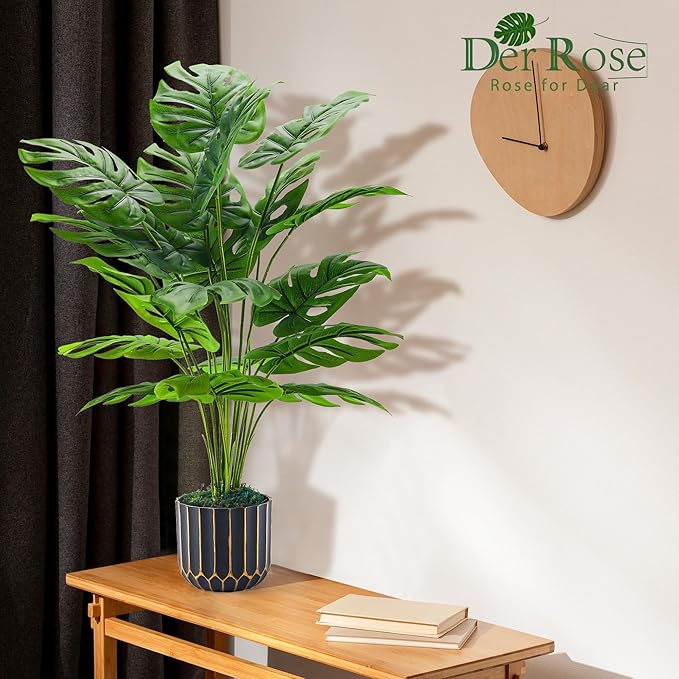 Der Rose 28'' Fake Plants Tall Artificial Monstera Faux Plants Indoor for Living Room Home House Decor