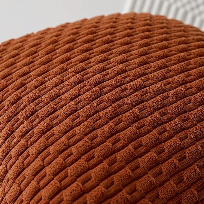 Kevin Textile Fall Throw Pillow Covers Soft Corduroy Decorative Set of 2 Boho Striped Pillow Covers Pillowcases Farmhouse Home Decor for Couch Bed Sofa Living Room 16x16 Inch Rust Brown