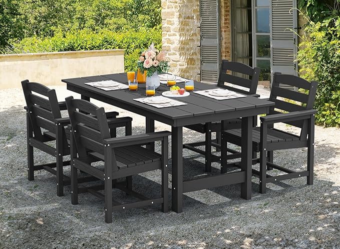 SERWALL Patio Dining Chair Set of 2, Black