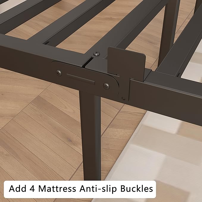 Black Twin Bed Frames 12 Inch, Metal Bed Frame Twin Size No Box Spring Needed, DIY Headboard Holes, Heavy Duty Steel Support 3500 LBS, Noiseless, Round Corner Leg, Storage Space, Easy Assembly