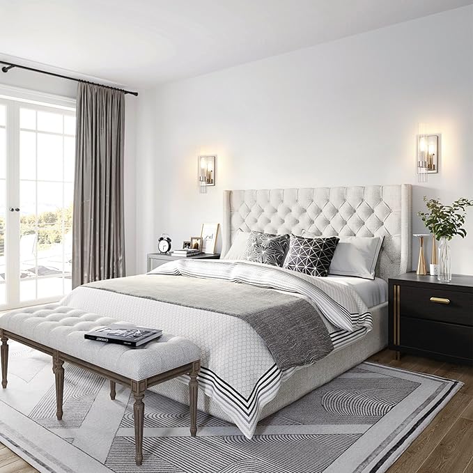 Untrammelife Polished Nickel Wall Sconce, Modern Vanity Light Fixtures, Dimmable Sconces Wall Lighting with Clear Glass Shade, Wall Lights for Bedroom Living Room Mirror, E12 Base(LED Bulb Included)