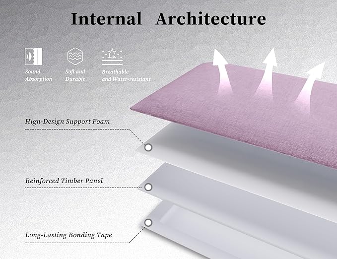 Fabric Pink Stick-On Headboard for Queen Size Bed, 12PCS Upholstered Tufted Wall Panels, Wall Mounted Bed Head Board for Bedroom Wall Decor, 10"x24" Each, Fabric - Pink